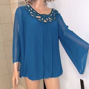 Teal blouse by AB Studio